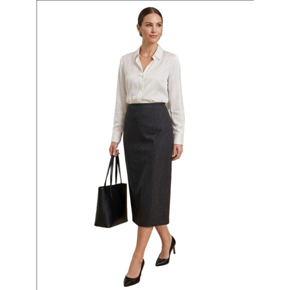 Women's Unbranded Vintage Charcoal Pencil Skirt 100% Wool Size 4